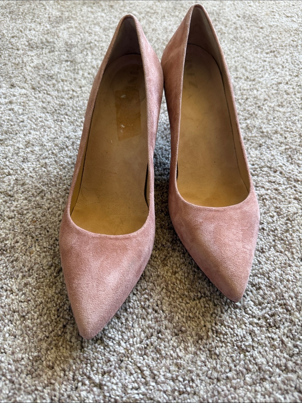 Pointed-Toe Pink Suede Heels